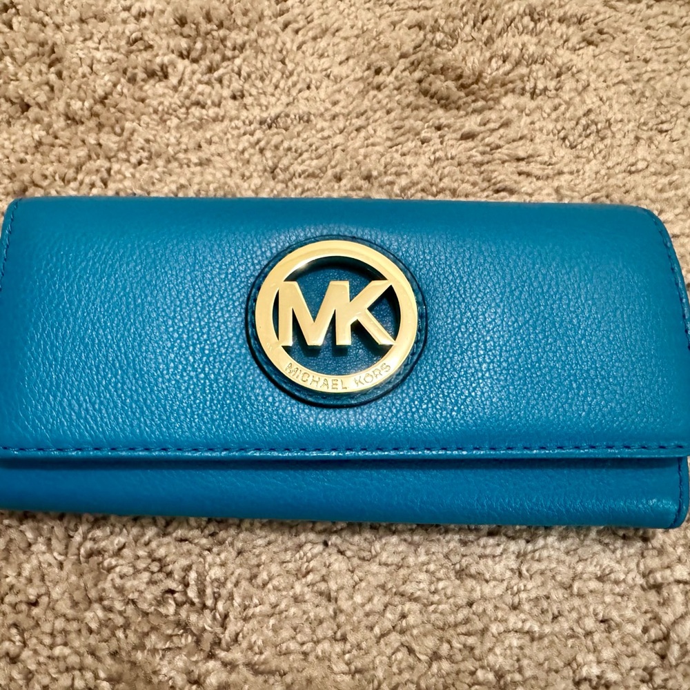 Michael Kors Teal Leather Wallet